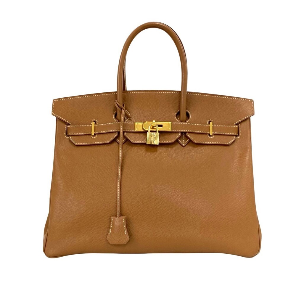 HERMES Birkin 35 Courchevel Leather Genuine Handbag Mini Tote Bag Gold 614-7